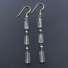 Orecchini In Argento 925 A Nodo Orafo Dorato Con Ametista Verde (Prasiolite) Tubetti Sfaccettato A Mano