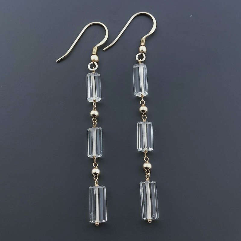 Orecchini In Argento 925 A Nodo Orafo Dorato Con Ametista Verde (Prasiolite) Tubetti Sfaccettato A Mano