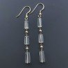Orecchini In Argento 925 A Nodo Orafo Dorato Con Ametista Verde (Prasiolite) Tubetti Sfaccettato A Mano