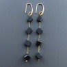 Orecchini In Argento 925 A Nodo Orafo Dorato Con Spinello Nero Cubetti Sfaccettato A Mano