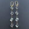 Orecchini In Argento 925 A Nodo Orafo Dorato Con Ametista Verde (Prasiolite) Cubetti Sfaccettato A Mano