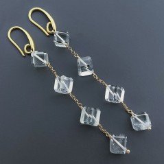 Orecchini In Argento 925 A Nodo Orafo Dorato Con Ametista Verde (Prasiolite) Cubetti Sfaccettato A Mano