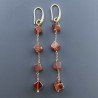 Orecchini In Argento 925 A Nodo Orafo Dorato Con Granato Hessonite Cubetti Sfaccettato A Mano