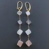 Orecchini In Argento 925 A Nodo Orafo Dorato Con Pietra Di Luna Multi Cubetti Sfaccettato A Mano