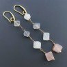 Orecchini In Argento 925 A Nodo Orafo Dorato Con Pietra Di Luna Multi Cubetti Sfaccettato A Mano