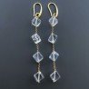 Orecchini In Argento 925 A Nodo Orafo Dorato Con Topazio Bianco Cubetti Sfaccettato A Mano