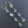 Orecchini In Argento 925 A Nodo Orafo Dorato Con Topazio Bianco Cubetti Sfaccettato A Mano