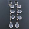 Orecchini In Argento 925 A Nodo Orafo Oro Rosa Con Quarzo Rosa Goccia Briolette Sfaccettato A Mano