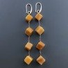 Orecchini In Argento 925 A Nodo Orafo Oro Rosa Con Calcite Gialla Cubetti Sfaccettato A Mano