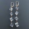 Orecchini In Argento 925 A Nodo Orafo Oro Rosa Con Topazio Bianco Cubetti Sfaccettato A Mano