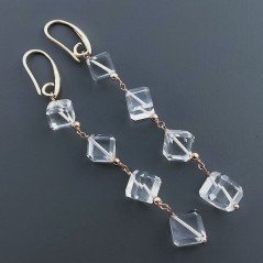 Orecchini In Argento 925 A Nodo Orafo Oro Rosa Con Topazio Bianco  Cubetti Sfaccettato A Mano