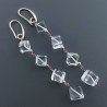 Orecchini In Argento 925 A Nodo Orafo Oro Rosa Con Topazio Bianco Cubetti Sfaccettato A Mano