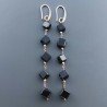 Orecchini In Argento 925 A Nodo Orafo Oro Rosa Con Spinello Nero Cubetti Sfaccettato A Mano