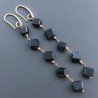 Orecchini In Argento 925 A Nodo Orafo Oro Rosa Con Spinello Nero Cubetti Sfaccettato A Mano