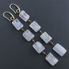 Orecchini In Argento 925 A Nodo Orafo Oro Rosa Con Labradorite Bianca Rettangolo Briolette Sfaccettato A Mano