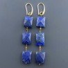 Orecchini In Argento 925 A Nodo Orafo Dorato Con Lapis Lazuli Rettangolo Briolette Sfaccettato A Mano