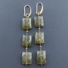 Orecchini In Argento 925 A Nodo Orafo Dorato Con Olivina (Peridoto) Rettangolo Briolette Sfaccettato A Mano