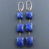Orecchini In Argento 925 A Nodo Orafo Oro Rosa Con Lapis Lazuli Rettangolo Briolette Sfaccettato A Mano