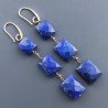 Orecchini In Argento 925 A Nodo Orafo Oro Rosa Con Lapis Lazuli Rettangolo Briolette Sfaccettato A Mano