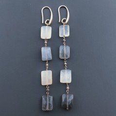 Orecchini In Argento 925 A Nodo Orafo Oro Rosa Con Pietra Di Luna Multi Rettangolo Briolette Sfaccettato A Mano