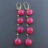 Orecchini In Argento 925 A Nodo Orafo Dorato Con Calcedonio Fucsia Goccia Briolette Sfaccettato A Mano
