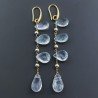 Orecchini In Argento 925 A Nodo Orafo Dorato Con Acquamarina Naturale Goccia Briolette Sfaccettato A Mano