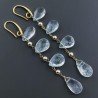 Orecchini In Argento 925 A Nodo Orafo Dorato Con Acquamarina Naturale Goccia Briolette Sfaccettato A Mano