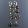 Orecchini In Argento 925 A Nodo Orafo Dorato Con Quarzo Birra Goccia Briolette Sfaccettato A Mano