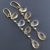 Orecchini In Argento 925 A Nodo Orafo Dorato Con Quarzo Citrino Goccia Briolette Sfaccettato A Mano