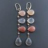 Orecchini In Argento 925 A Nodo Orafo Oro Rosa Con Pietra Di Luna Multi Goccia Briolette Sfaccettato A Mano