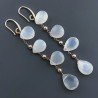 Orecchini In Argento 925 A Nodo Orafo Oro Rosa Con Pietra Di Luna (Adularia) Goccia Briolette Sfaccettato A Mano