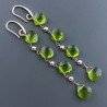 Orecchini In Argento 925 A Nodo Orafo Oro Rosa Con Olivina (Peridoto) Idrotermale Goccia Briolette Sfaccettato A Mano