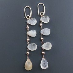Orecchini In Argento 925 A Nodo Orafo Oro Rosa Con Quarzo Rutillato Oro Goccia Briolette Sfaccettato A Mano