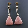 Orecchini Graffetta In Argento 925 A Nodo Orafo Dorato Con Rhodonite Rosa Triangolo Briolette Sfaccettato A Mano