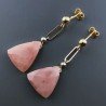 Orecchini Graffetta In Argento 925 A Nodo Orafo Dorato Con Rhodonite Rosa Triangolo Briolette Sfaccettato A Mano