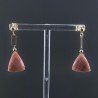 Orecchini Graffetta In Argento 925 A Nodo Orafo Dorato Con Rhodonite Rosa Triangolo Briolette Sfaccettato A Mano
