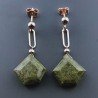 Orecchini Graffetta In Argento 925 A Nodo Orafo Oro Rosa Con Serpentite Diamante Briolette Sfaccettato A Mano