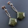 Orecchini Graffetta In Argento 925 A Nodo Orafo Oro Rosa Con Serpentite Diamante Briolette Sfaccettato A Mano