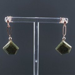 Orecchini Graffetta In Argento 925 A Nodo Orafo Oro Rosa Con Serpentite Diamante Briolette Sfaccettato A Mano