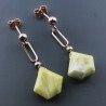 Orecchini Graffetta In Argento 925 A Nodo Orafo Oro Rosa Con Giada Limone Diamante Briolette Sfaccettato A Mano