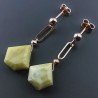 Orecchini Graffetta In Argento 925 A Nodo Orafo Oro Rosa Con Giada Limone Diamante Briolette Sfaccettato A Mano