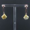 Orecchini Graffetta In Argento 925 A Nodo Orafo Oro Rosa Con Giada Limone Diamante Briolette Sfaccettato A Mano