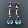Orecchini Graffetta In Argento 925 A Nodo Orafo Oro Rosa Con Topazio Azzurro Goccia Briolette Sfaccettato A Mano
