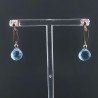 Orecchini Graffetta In Argento 925 A Nodo Orafo Oro Rosa Con Topazio Azzurro Goccia Briolette Sfaccettato A Mano