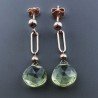 Orecchini Graffetta In Argento 925 A Nodo Orafo Oro Rosa Con Ametista Verde Idrotermale Goccia Briolette Sfaccettato A Mano