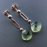 Orecchini Graffetta In Argento 925 A Nodo Orafo Oro Rosa Con Ametista Verde Idrotermale Goccia Briolette Sfaccettato A Mano