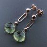 Orecchini Graffetta In Argento 925 A Nodo Orafo Oro Rosa Con Ametista Verde Idrotermale Goccia Briolette Sfaccettato A Mano