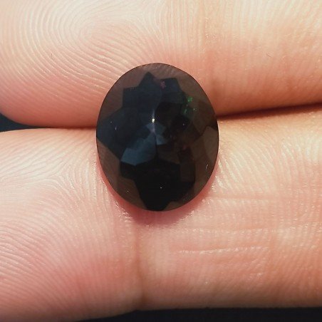 Opale Nero Forma Ovale Sfaccettato A Mano Gemma Sciolte 13X11X7mm 3,95 Carati 1pz