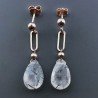 Orecchini Graffetta In Argento 925 A Nodo Orafo Oro Rosa Con Quarzo Rutillato Tormalinato Goccia Briolette Sfaccettato A Mano