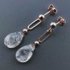 Orecchini Graffetta In Argento 925 A Nodo Orafo Oro Rosa Con Quarzo Rutillato Tormalinato Goccia Briolette Sfaccettato A Mano